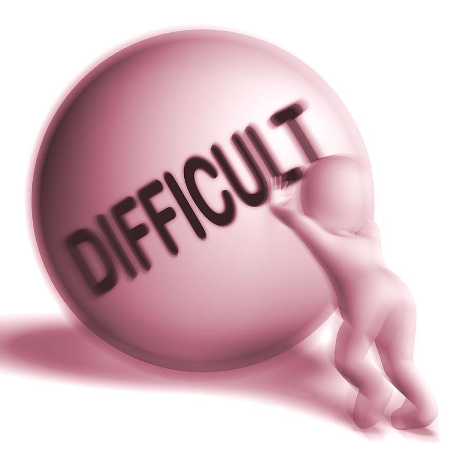 difficult, sphere meaning, hard, challenging, problematic, 3d, challenge, character, demanding, difficulty