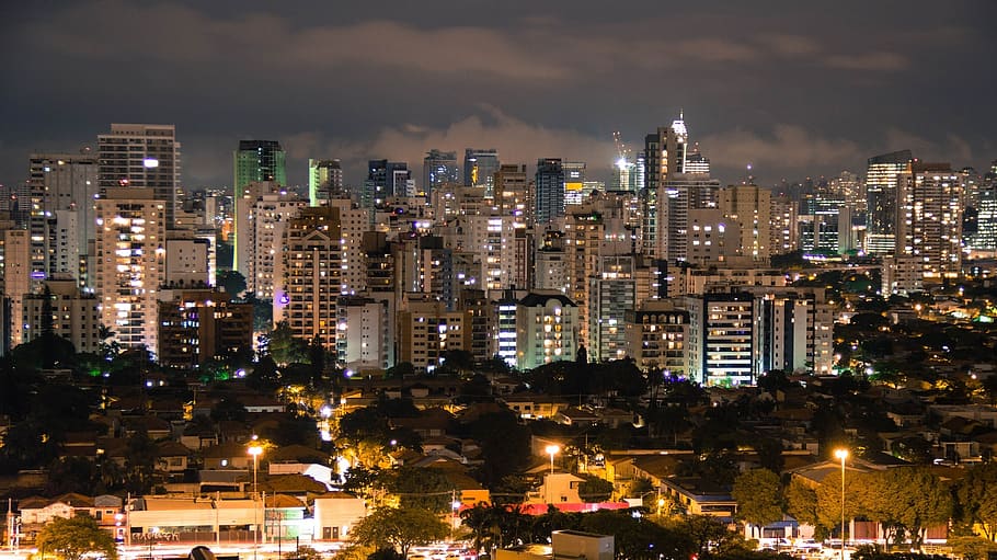 sao paulo, skyline, cityscape, evening, sky, twilight, lights, landscape, view, urban