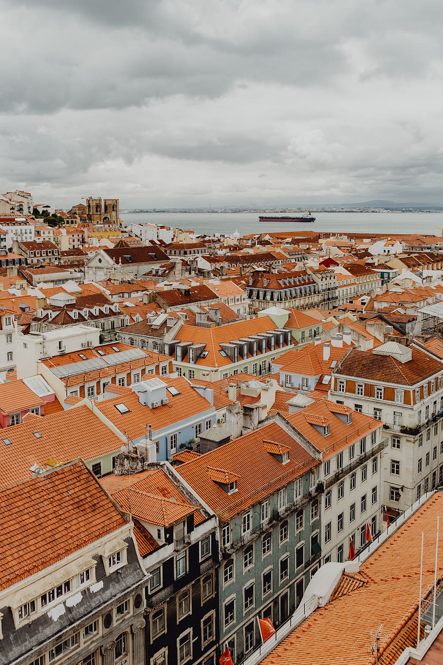 cityscape, lisbon, portugal, hari, arsitektur, bangunan, kota tua, kota, Eropa, perkotaan