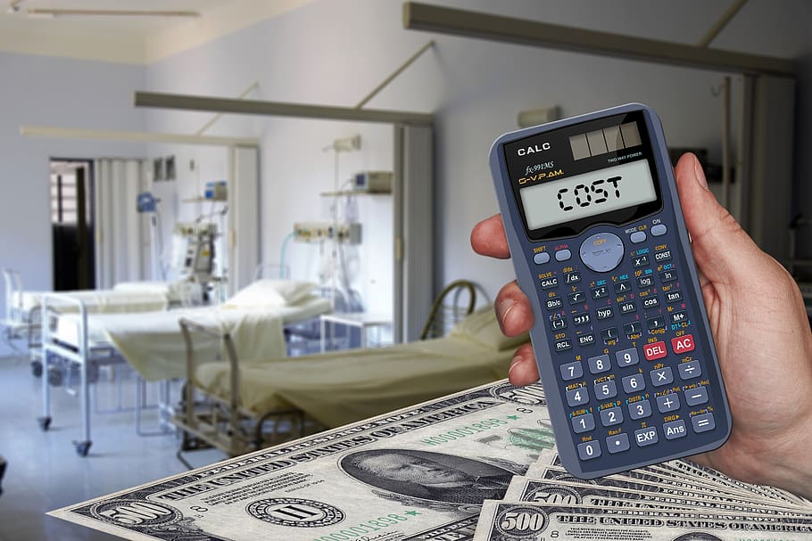 costo, calculadora, euro, dólar, dinero, atención médica, hospital, costos hospitalarios, salud, enfermedad