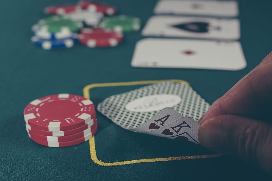 poker, kartu, kartu as, raja, kasino, judi, hati, taruhan, keripik, meja