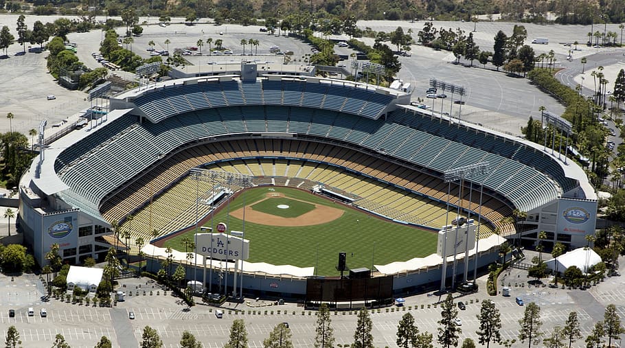 stadion, baseball, liga utama baseball, udara, permainan, taman, lapangan, kesenangan, los angeles, california