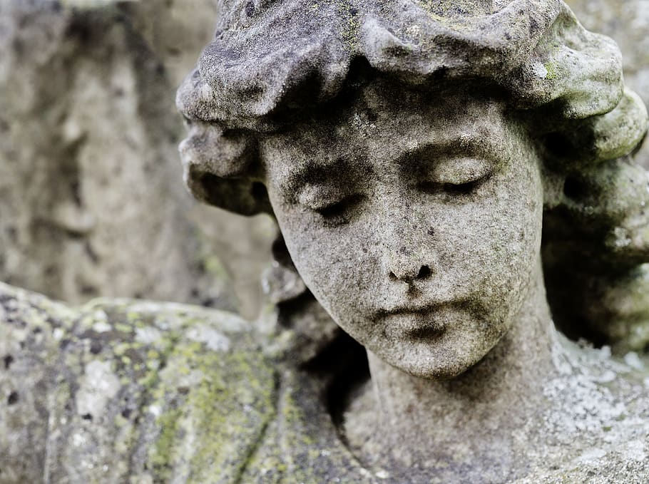 angel, stone, statue, weeping, cemetery, memorial, child, grave, graveyard, churchyard