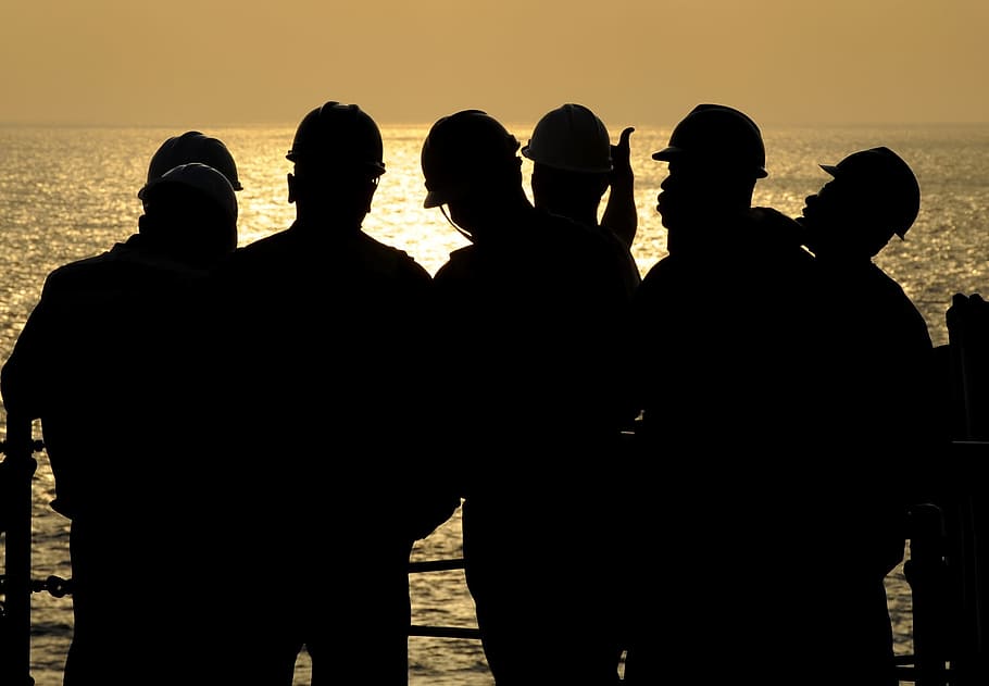 military, job, silhouette, human, worker, dark, black, ocean, sea, group of people