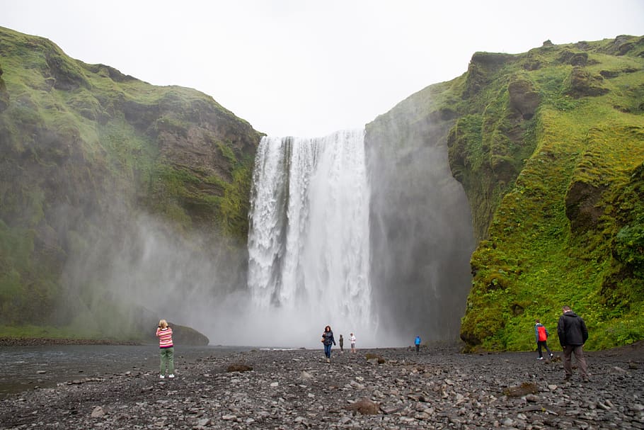 reykjavik, waterfall, iceland, landscape, scandinavia, wet, water, beauty in nature, scenics - nature, long exposure