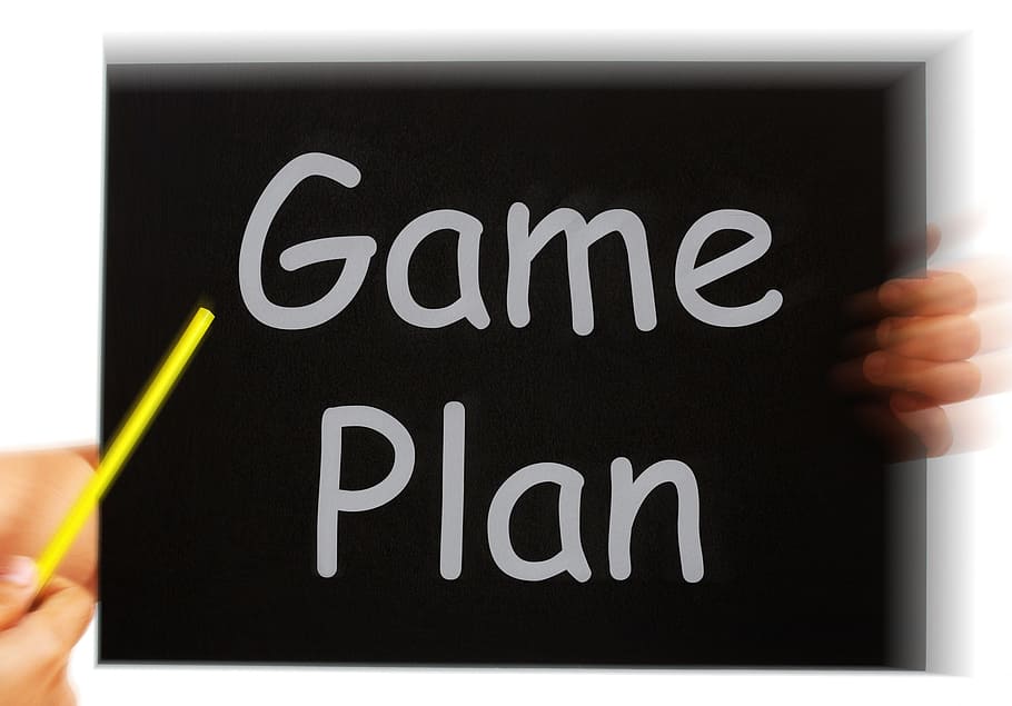 game, plan, message, meaning, strategies, tactics, approach, blackboard, blueprint, game plan