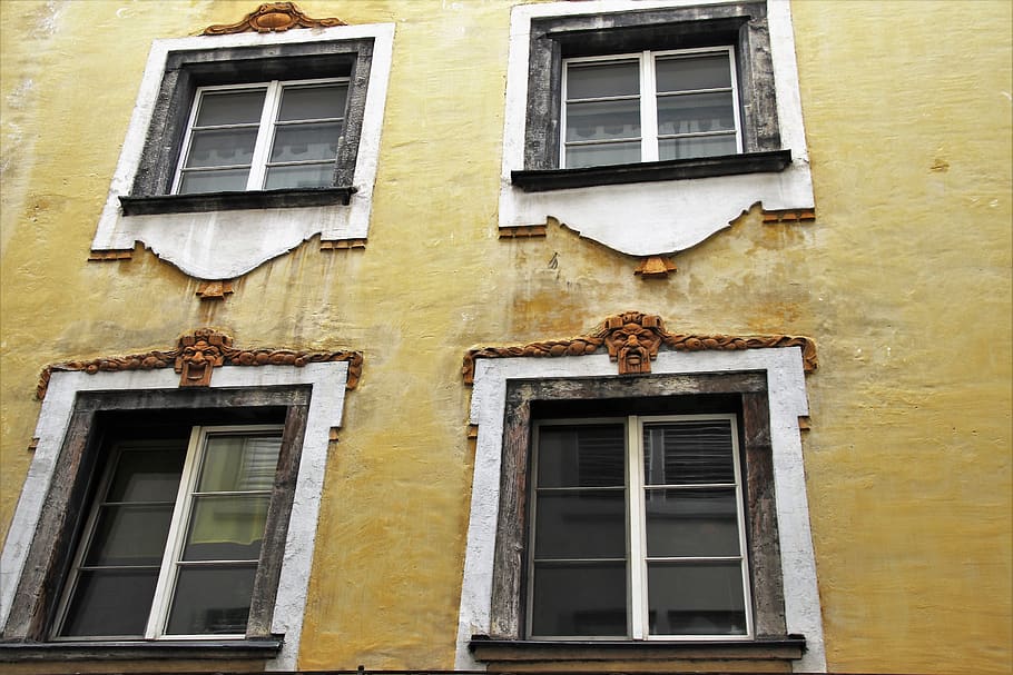 facade, old windows, monument, the walls of the, plaster, decorating, window sill, façades, the structure of the, antique