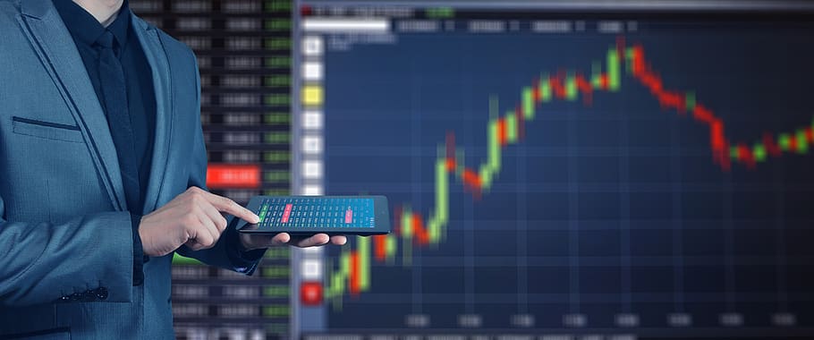 bolsa de valores, lucros, crescimento, empresário, tablet, computador, controle, economia, símbolo, seta