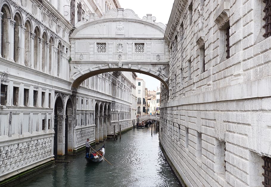venice, italy, bridge of sighs, architecture, built structure, canal, building exterior, water, nautical vessel, arch