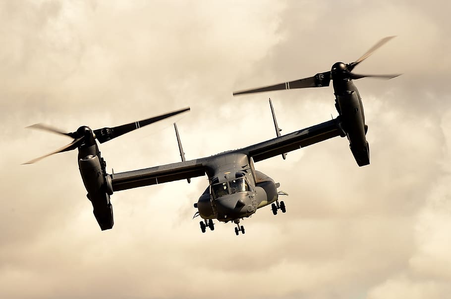 pesawat terbang, osprey, cv-22b, penerbangan, awan, dom, angkatan udara AS, militer, kendaraan udara, langit