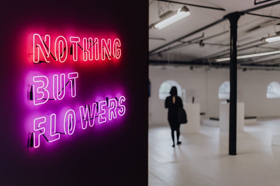 nothing, flowers, glowing, neon, quote, light, pink, ŁDF, glow, lodz design festival