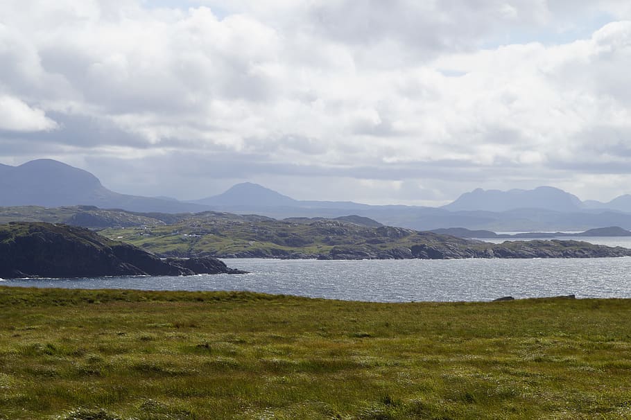 handa, isla de handa, reino unido, escocia, norte de escocia, isla, paisaje, colina, mar, agua