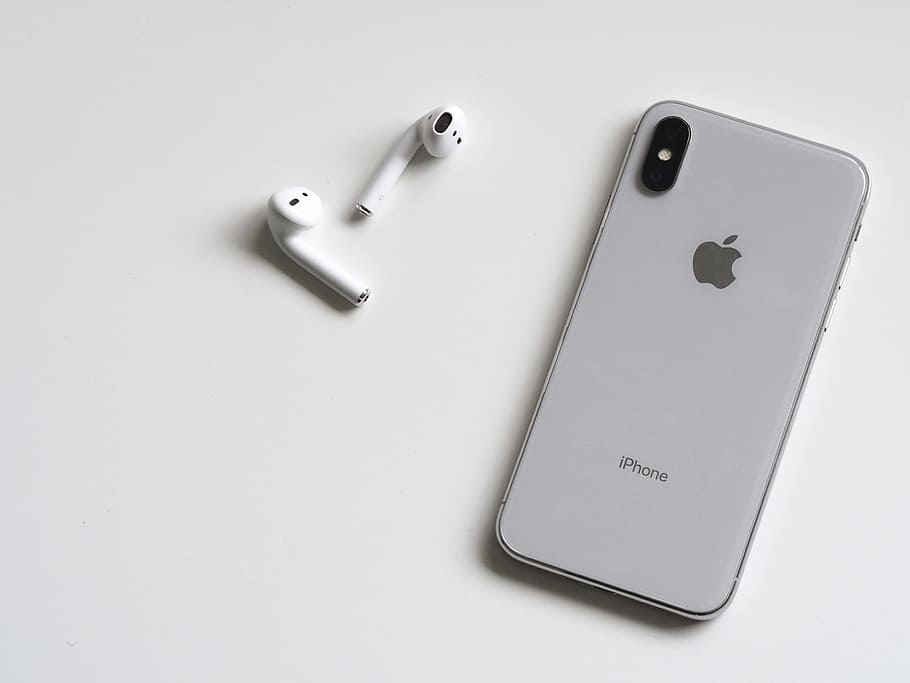 iphone, airpods, ios, mobile, phone, apple, white, table, minimal, touch