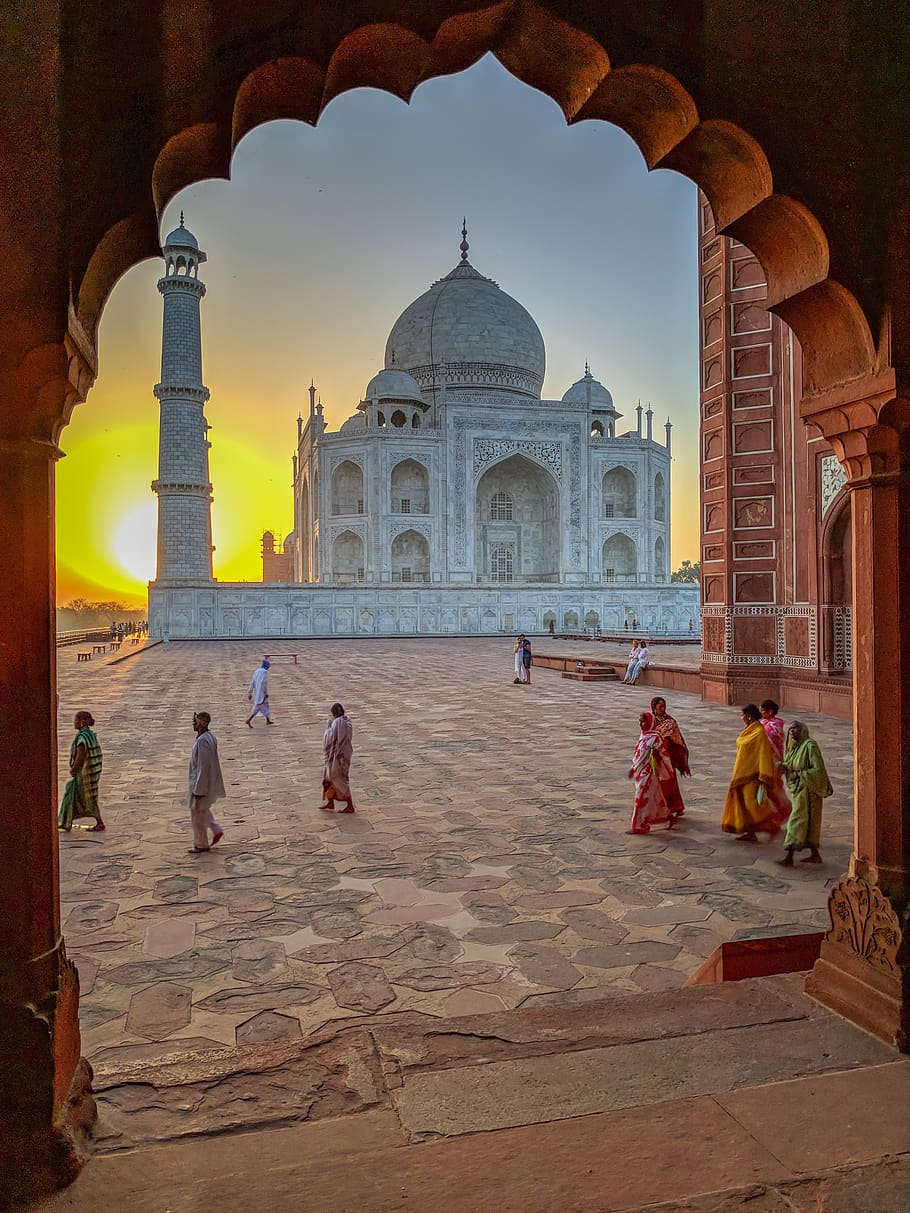 taj mahal, india, monument, weltwunder, dawn, sunrise, morning, architecture, built structure, religion