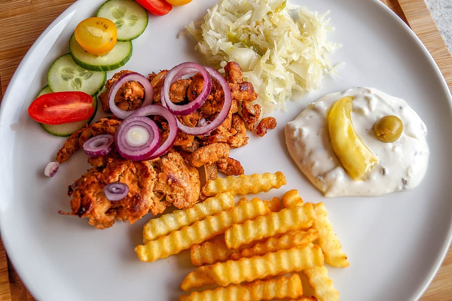 gyros, eat, food, nutrition, delicious, tasty, lunch, food and drink, plate, vegetable
