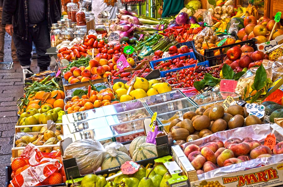 market, sell, stall, retail, marketplace, fruit, bazar, food, basket, abundance