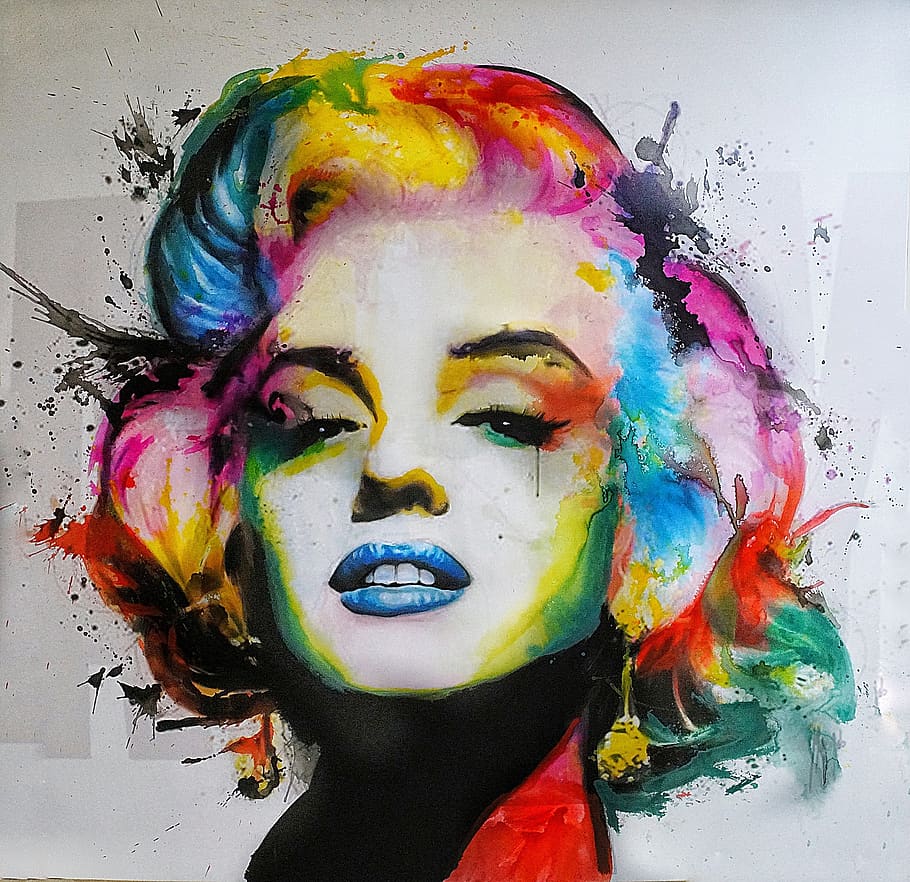 art, wall, marilyn, monroe, color, paint, decorative, decoration, colorful, wall art