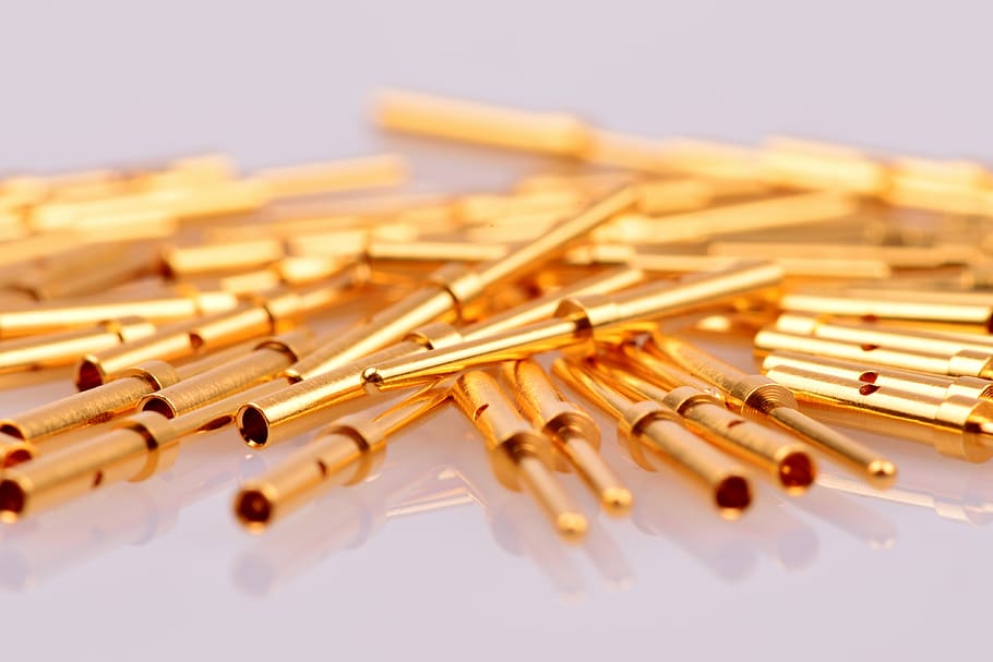 contacts, gold contacts, gold, gilded, galvanized, evaporated, plug, connector, electronics, electrical industry