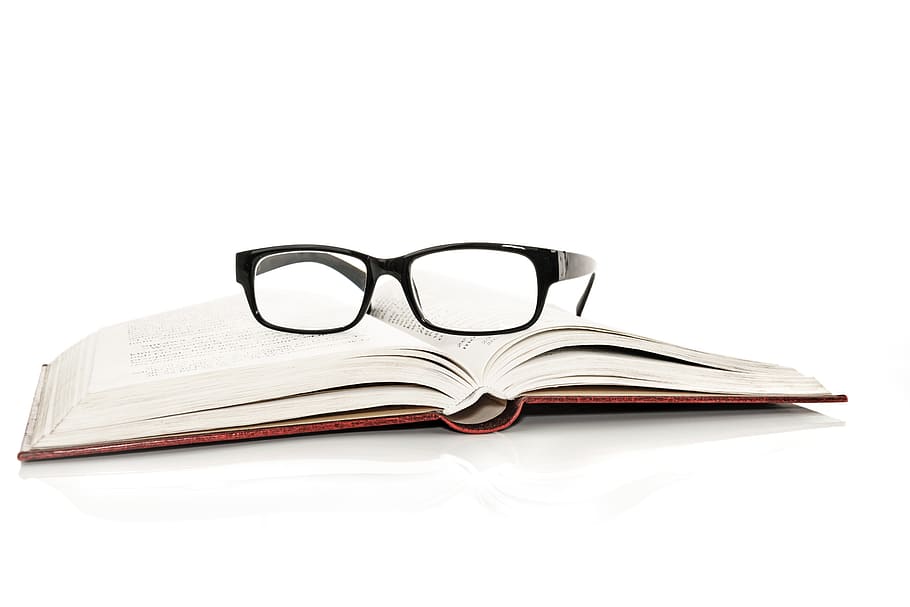 isolated, literature, corrective glasses, education, closeup, bible, knowledge, library, school, archive