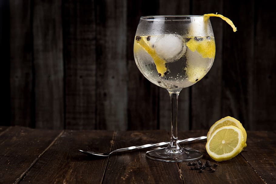 cocktail, glass, cold, ice, food, drink, lemon, citrus, cocktail glass, gin