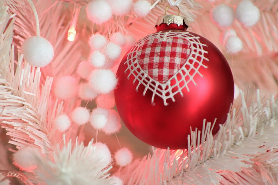 christmas background, christmas tree, heart, decoration, white, red, christmas, holiday, tree, seasonal
