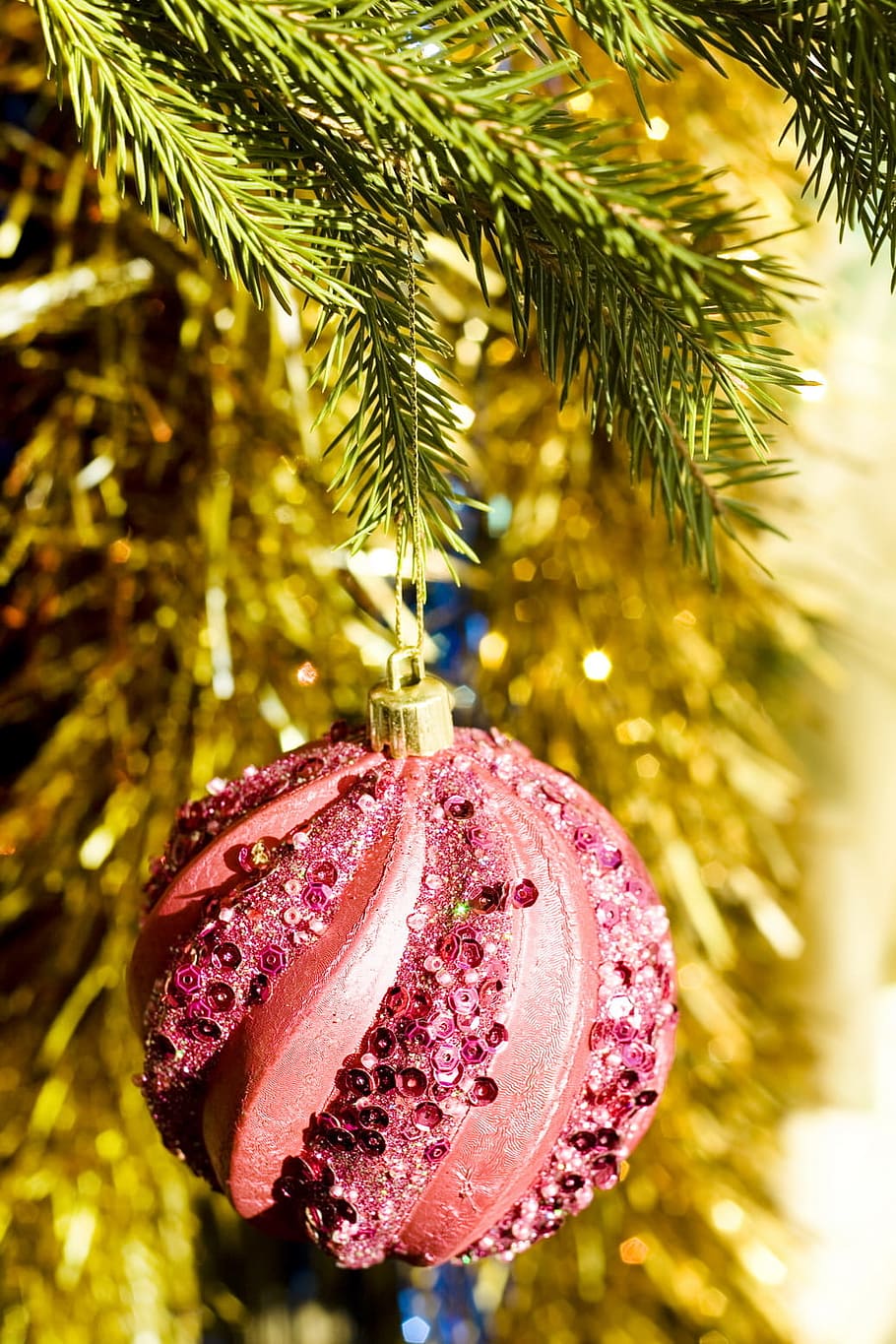 ball, bauble, branch, bright, celebration, christmas, christmas-tree, color, conifer, coniferous