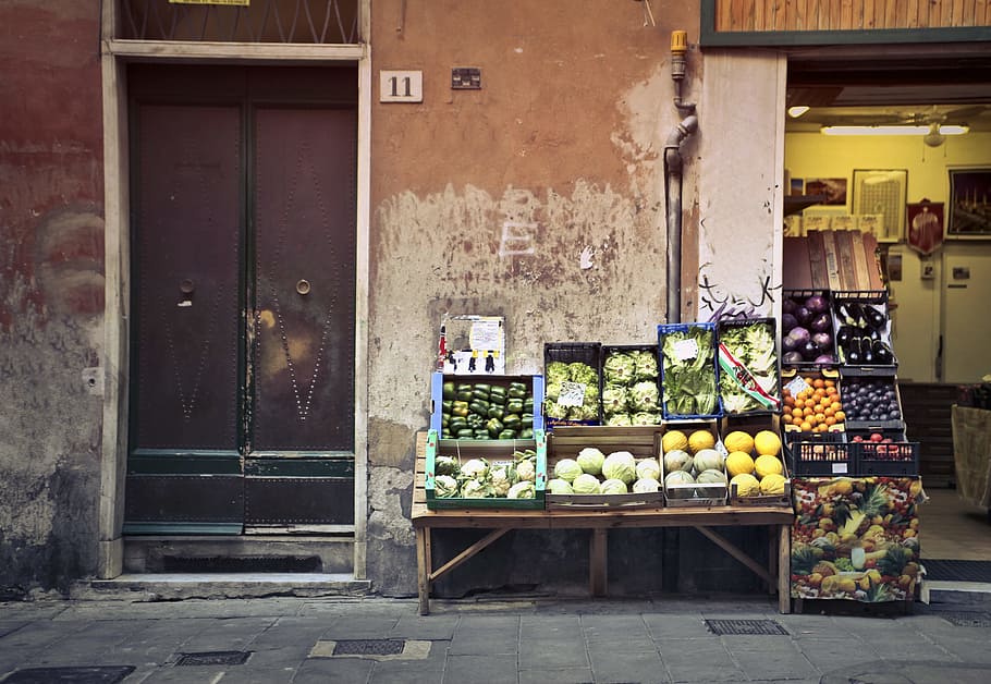 vegetable, stall, food, city, door, fruit, market, shop, store, wall