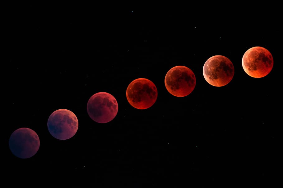 blood moon, moon, night, full moon, moonlight, lighting, mystical, romantic, astronomy, moonrise