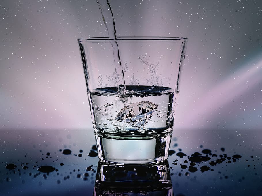 water, glass, liquid, wet, refreshment, diamond, splash, water glass, drop of water, fresh