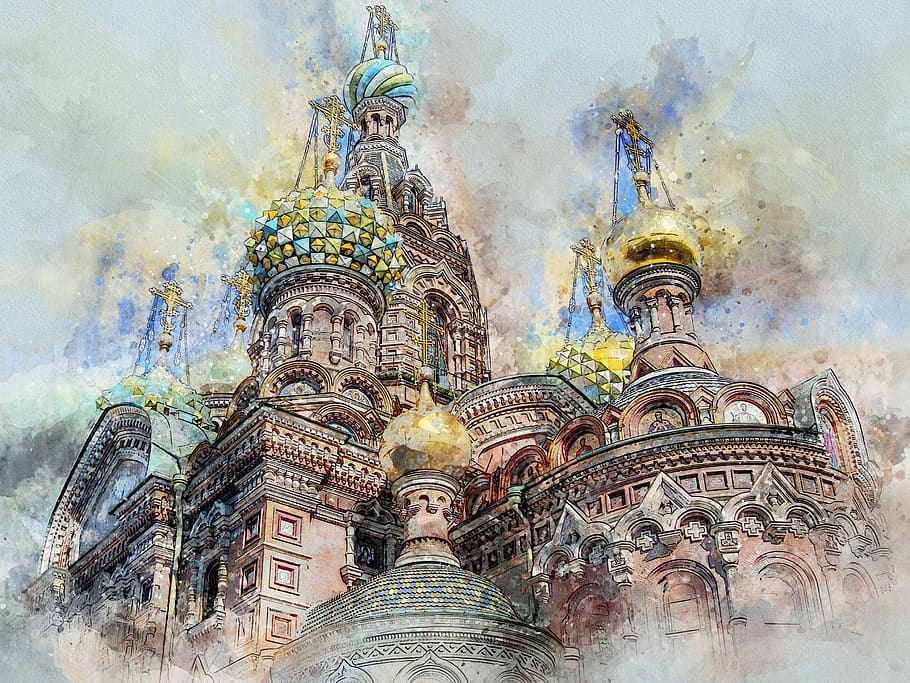 russia, saint petersbourg, cathedral, saint savior on spilled blood, bulbs, architecture, color, gold, green, st petersburg