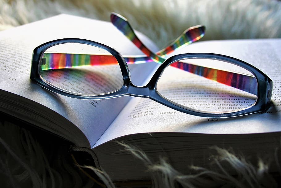 reading, relaxation, glasses, sight, closeup, vacations, for women, book, background computer, fur