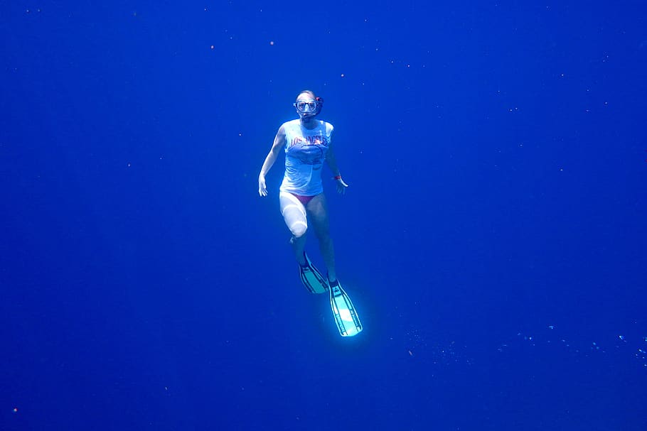 swim, snorkel, dive, blue, sea, water, girl, the water, mermaid, the maldives