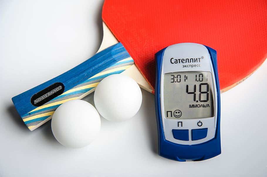 diabetes, the meter, elta, satellite express, table tennis, balls, blue, indoors, timer, sport