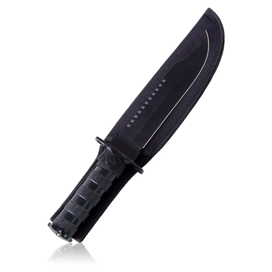 starlight slk-450 tactical knife, knife, isolated, blade, tool, black, white, metal, steel, sharp
