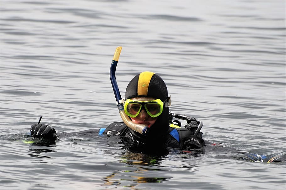 mergulhadores, mergulhador, check-out, águas abertas, oceano, mar, atividade, marítimo, ativo, ar