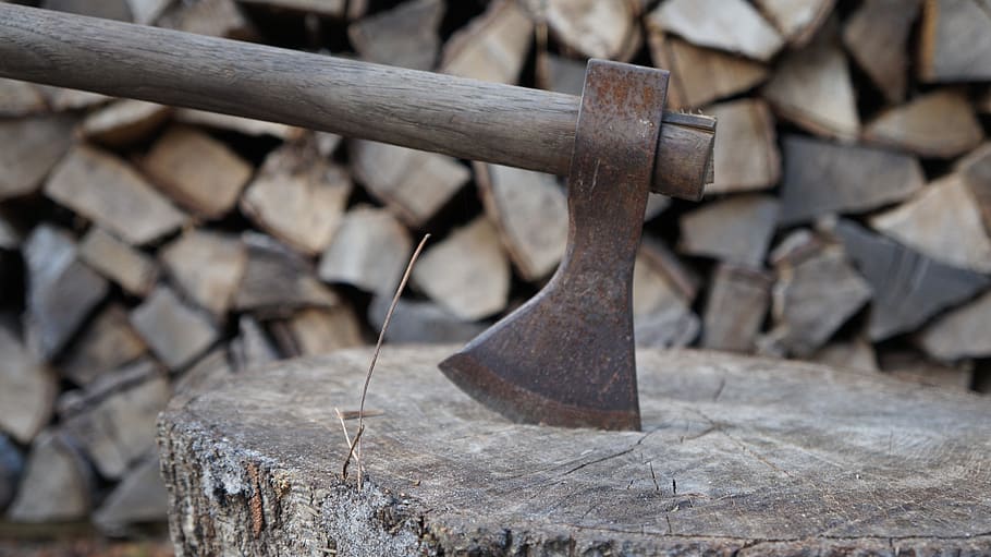axe, wood, lumberjack, hatchet, tool, tree, log, firewood, ax, woodworks
