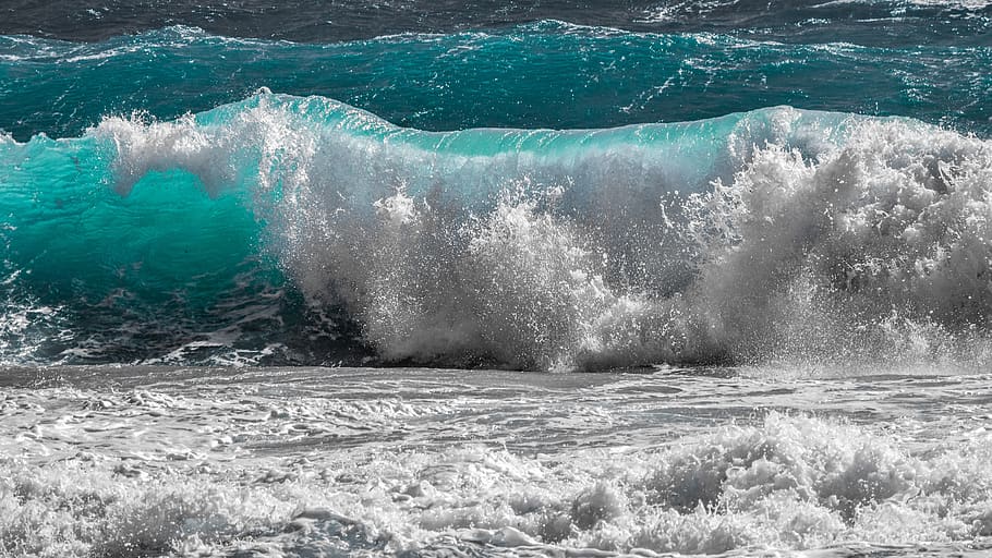 wave, water, sea, nature, ocean, surf, spray, foam, power, energy