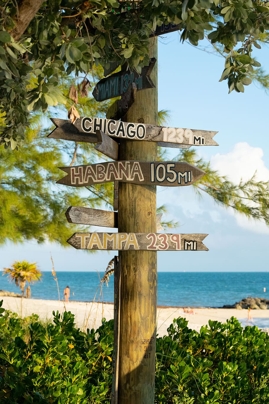 travel, florida, caribbean, usa, key west, holiday, sign, distance, beach, nature