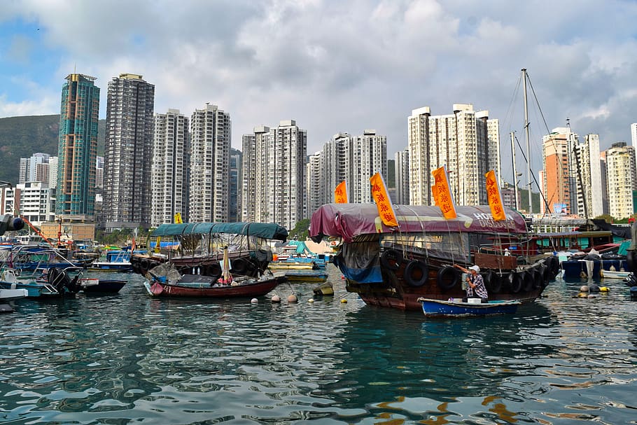 hong kong, río hong kong, barco de hong kong, asia, china, paisajes, paisaje urbano, horizonte, horizonte de hong kong, embarcación náutica