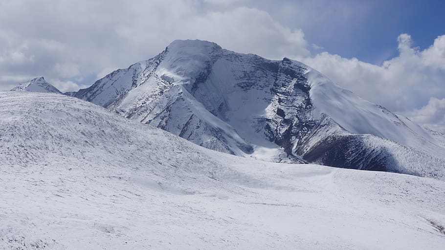 markha valley, ladakh, hiking, mountains, himalaya, winter, cold temperature, snow, sky, cloud - sky