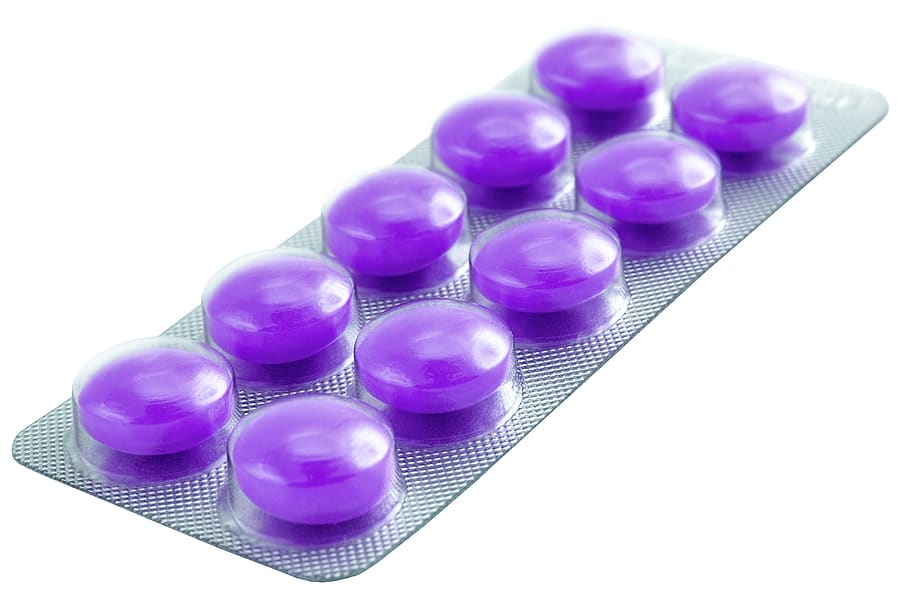 tabletas, ampolla, medicación, analgésico, antibiótico, píldoras, droga, púrpura, en blanco, píldora