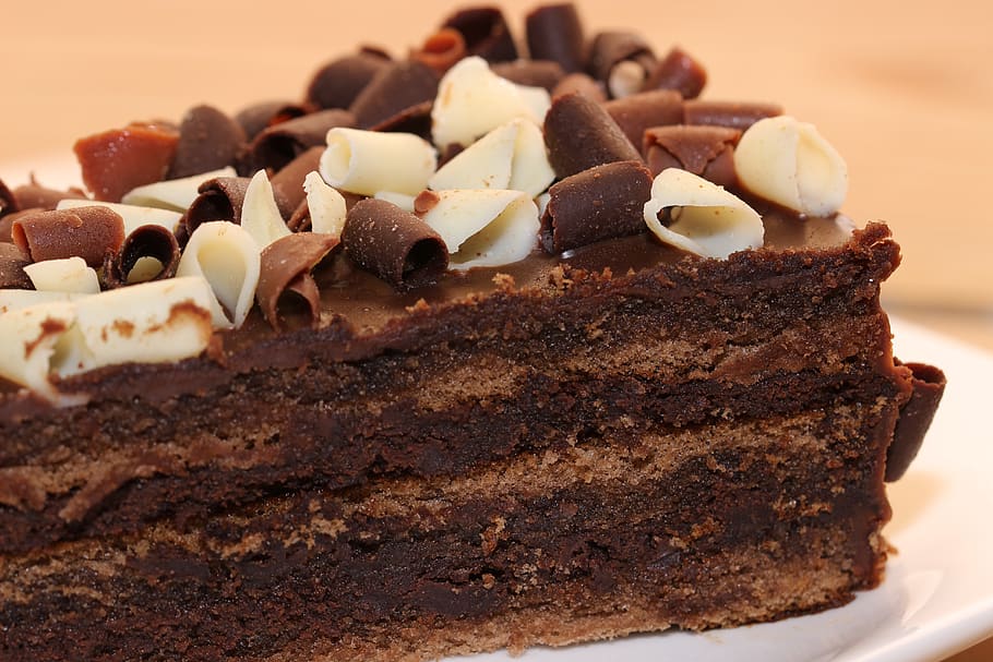 kue, kue cokelat, makro, coklat, pesta kopi, lezat, manis, kue ulang tahun, sepotong kue, tutup