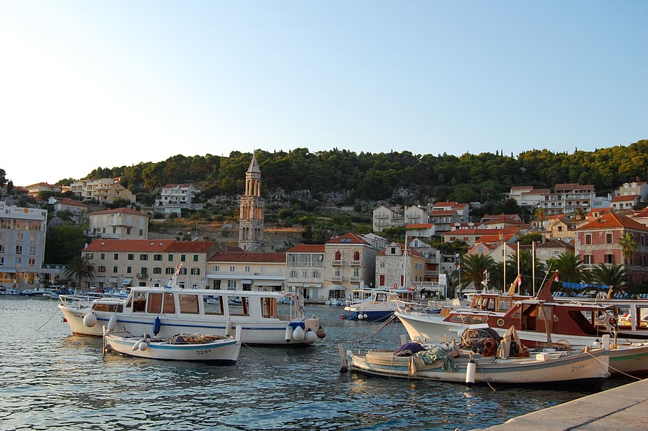 dalmatian coast, croatia, sea, tourism, coast, boat, harbor, europe, water, building exterior