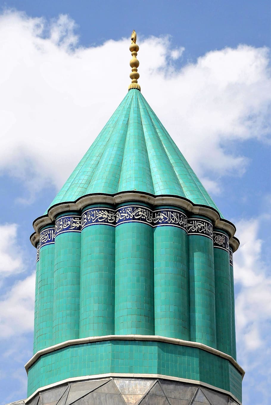 mosquet, konya, turki, seni, oriental, menara, hijau, ornamen, dekoratif, islamic