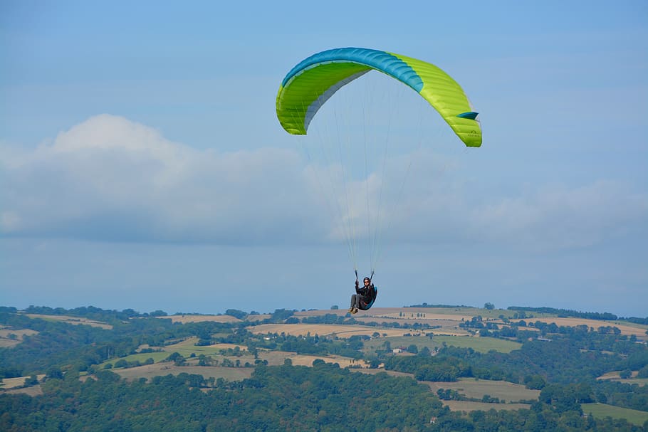 paragliding, flight, sport, leisure, fly, france normandy paragliding, sail unfolded, entertainment, paraglider, hobbies