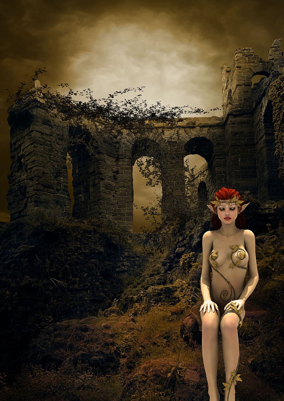 lonely, fantasy, halloween, surreal, girl, eleven, castle, leave, mystical, dream