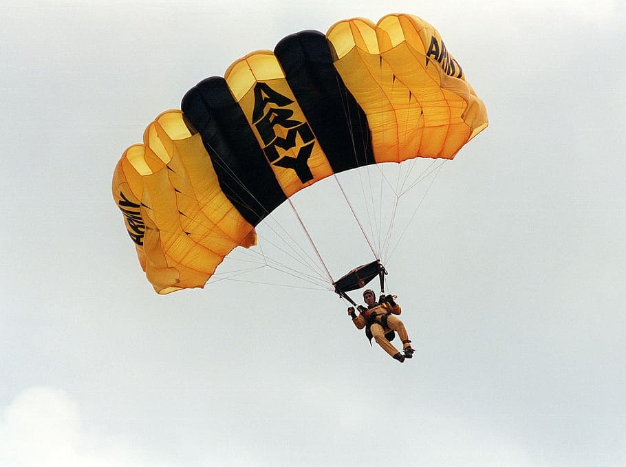 military, army, human, activity, skydiving, diver, extreme sports, mid-air, parachute, adventure