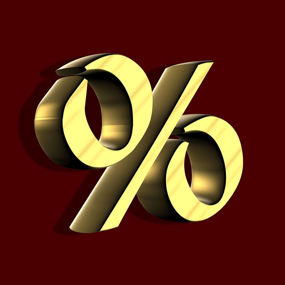 percent, golden, character, calculation, offer, sale, 3dtext, red, indoors, close-up