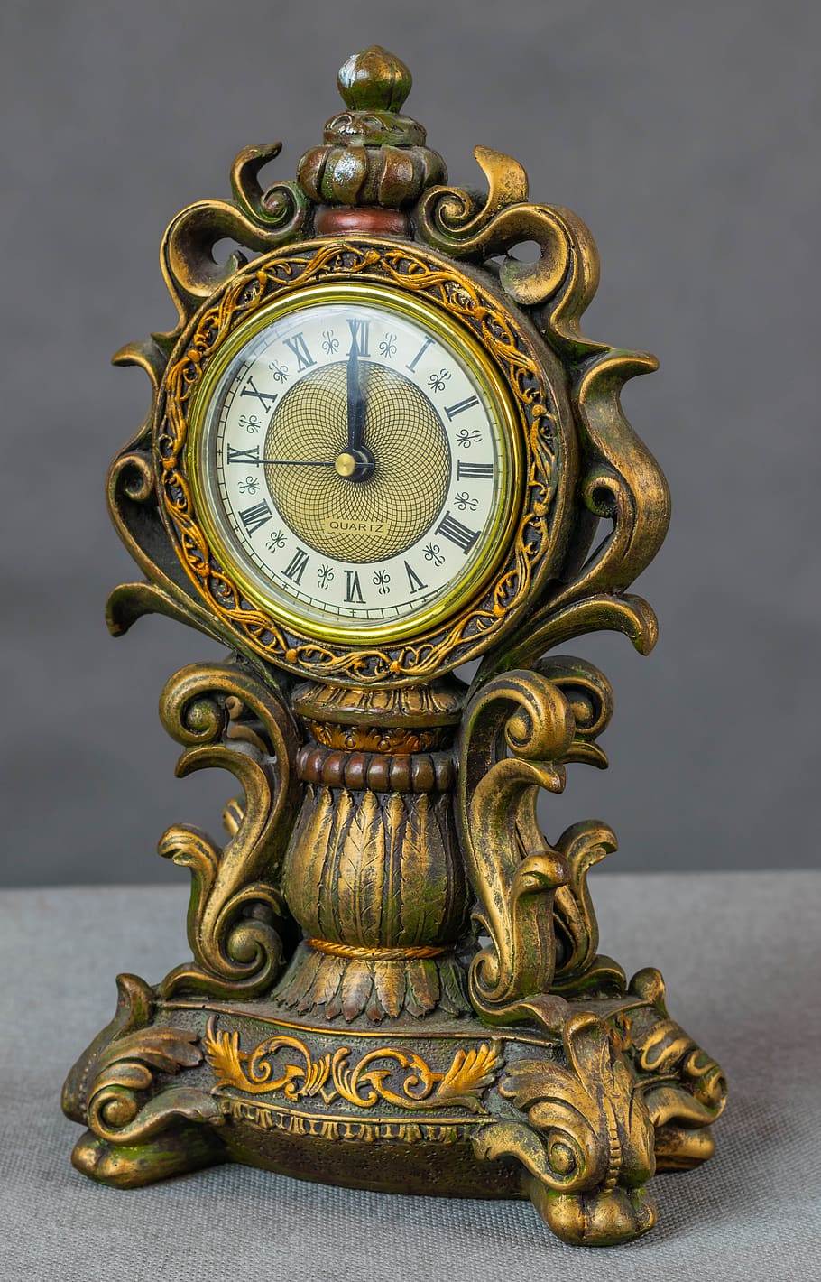 antique, clock, hours, old, watch, minutes, indoors, art and craft, metal, gold colored