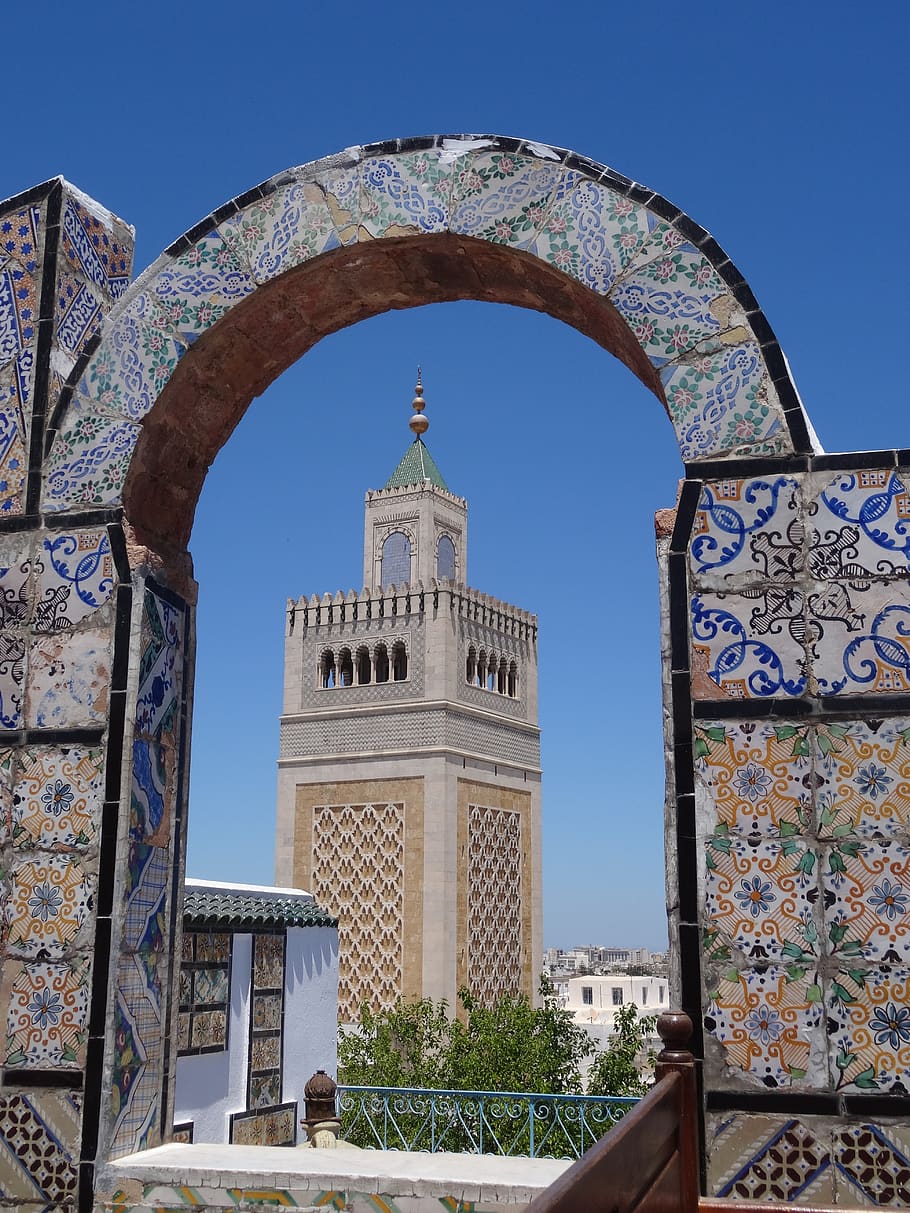Túnez, Medina, mezquita, árabe, musulmán, África, arquitectura, torre, historia, exterior del edificio